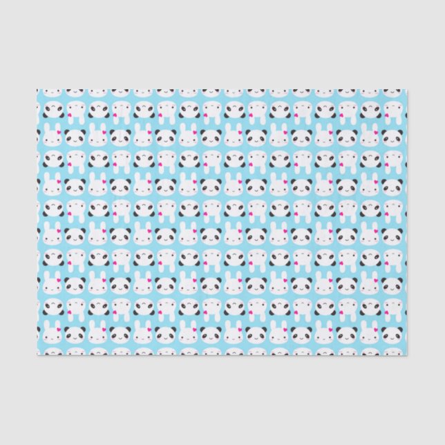 Super niedliches Kawaii Häschen und Panda Seidenpapier (Vorderseite)