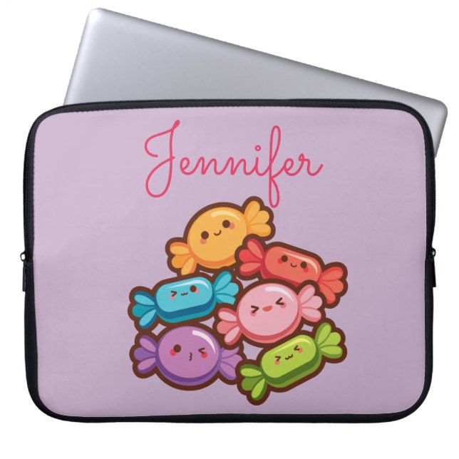 Super niedliches Kawaii Regenbogen-Lollipop-Monogr Laptopschutzhülle (Vorderseite)