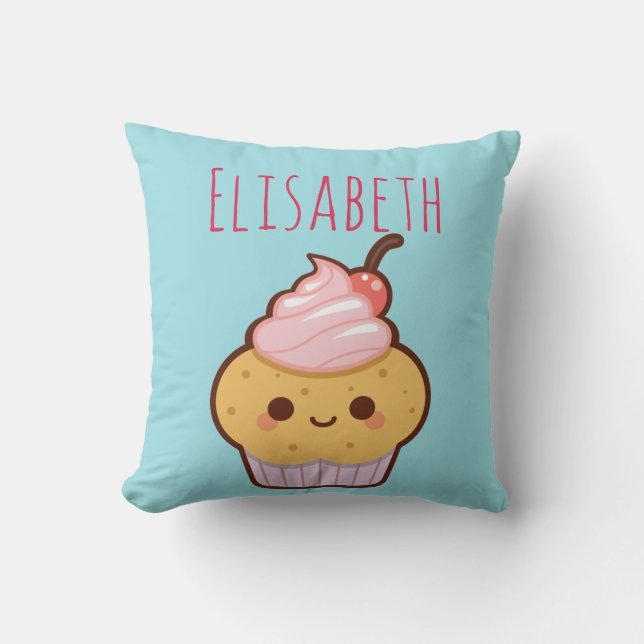 Super niedliches Kawaii-Süßkuchen-Monogramm Kissen (Vorderseite)