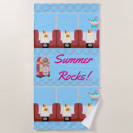 Super Niedliches Retro Diner Fun Fifties Design Strandtuch