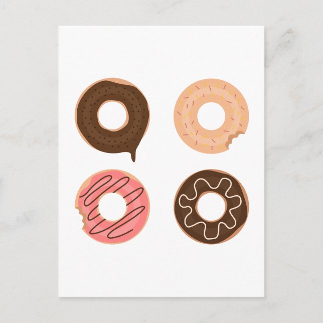 Super niedliches Set von Donuts Postkarte (Vorderseite)