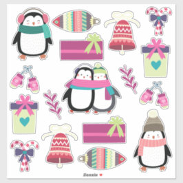 Super niedliches Weihnachts-Set mit Pinguinen Aufkleber