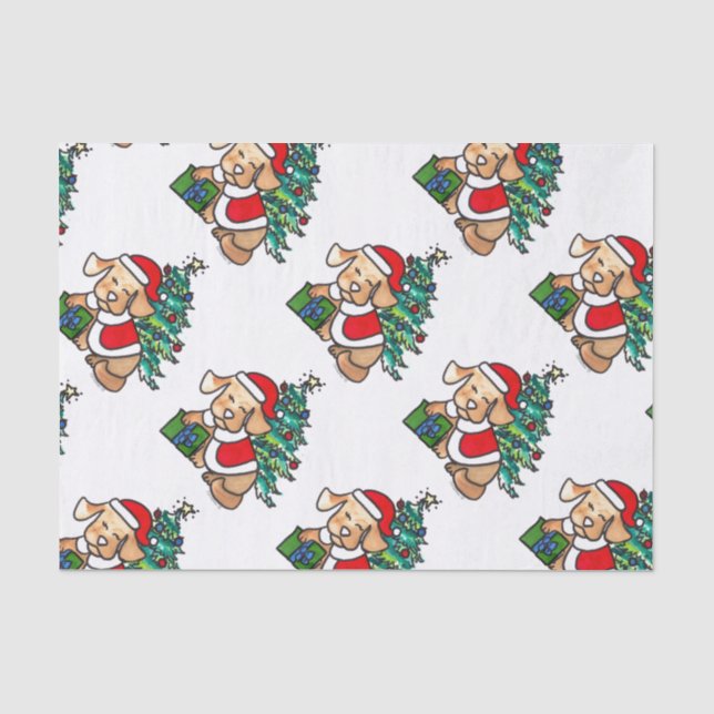 Super niedliches Weihnachtshundeseidenpapier Seidenpapier (Vorderseite)