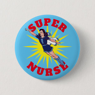 Super-Nurse-Heldin-Frauenvorlage Button