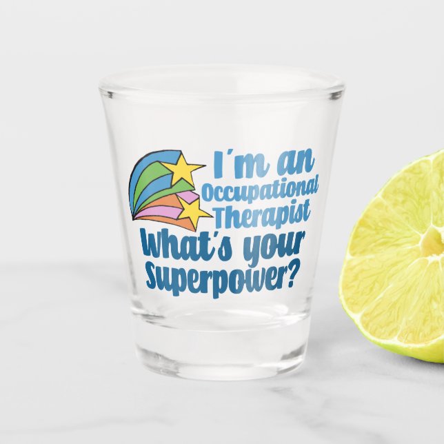 Super Occupational Therapeut Niedlich OT Superhero Schnapsglas (Vorderseite)