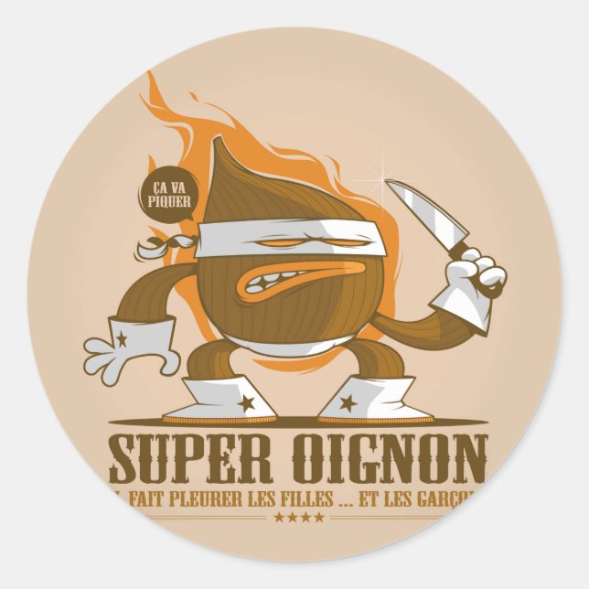 Super oignon runder aufkleber (Vorderseite)