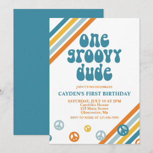 Super One Retro Boy Invitation d'anniversaire