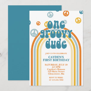 Super One Retro Boy Invitation d'anniversaire
