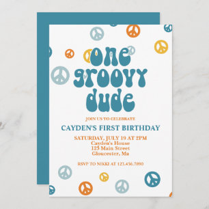 Super One Retro Boy Invitation d'anniversaire