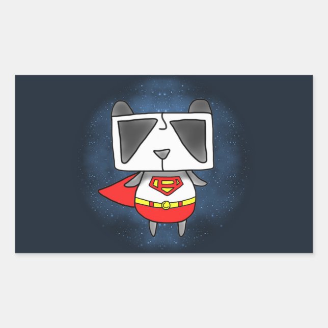 Super Panda Rechteckiger Aufkleber (Vorderseite)