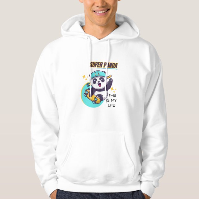Super Panda Skateboarding Hoodie (Vorderseite)