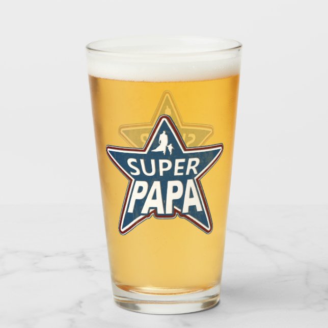 Super Papa Red White und Blue Glas (Rückseite (gefüllt))