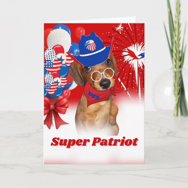 Super Patriot Dackel Grußkarte Karte (Vorderseite)