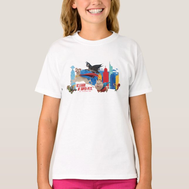 Super-Pets Patrolling Metropolis T-Shirt (Vorderseite)