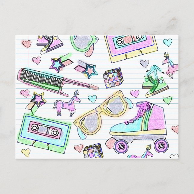 Super Phantastische Achtzigfarbenstil Postkarte (Vorderseite)