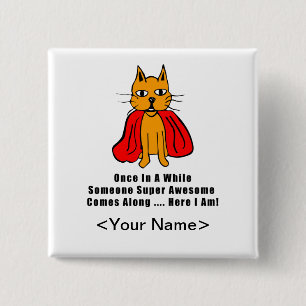 Super Phantastische Orangenkatze mit rotem Kaps Button