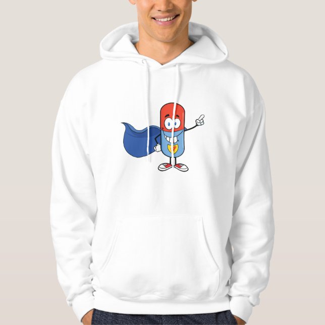 Super-Pillen-Comic-Held Charakter Hoodie (Vorderseite)