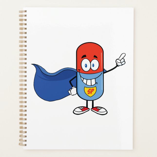 Super-Pillen-Comic-Held Charakter Planer (Vorderseite)