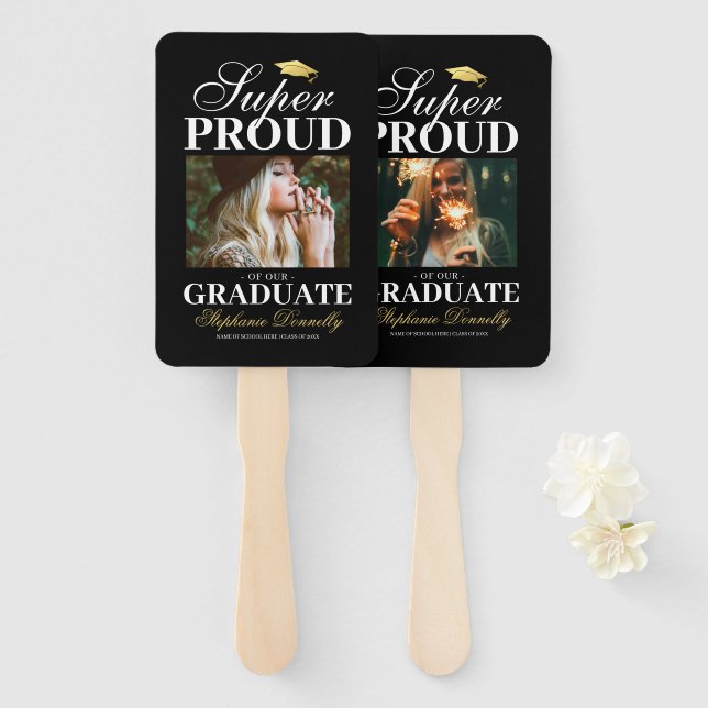 Super Proud Graduate Foto Hand Fan Fächer (Vorne und Hinten)