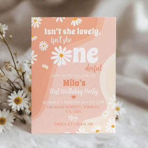 Super Retro Daisy 1er Anniversaire Invitation