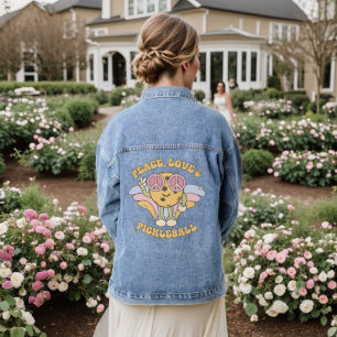Super Retro Peace, Love & Pickleball Denim Jacket
