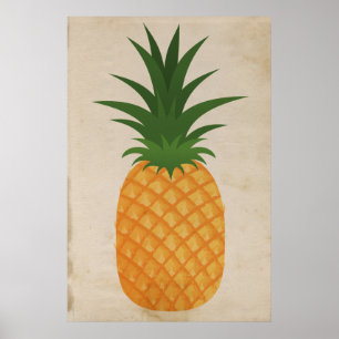 Super rustikales Ananas Grafisches altes Papier Poster