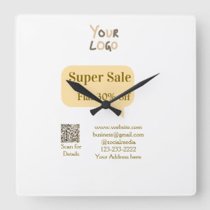 Super Sale Geschäft Rabatt Scan QR Code Details Quadratische Wanduhr
