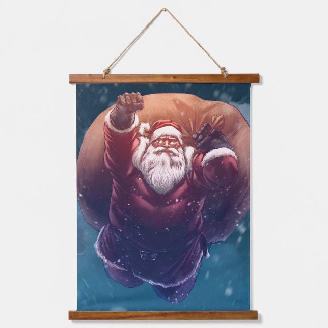 Super Santa Wandteppich Mit Holzrahmen (Vorderseite)