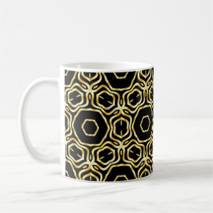 Super Schöne nahtlose Blume in Schwarz und Gold Kaffeetasse