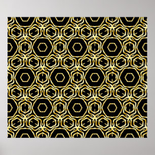 Super Schöne nahtlose Blume in Schwarz und Gold Poster