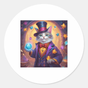 Super schöner Wizard Chat mit leuchtend blauen Aug Runder Aufkleber