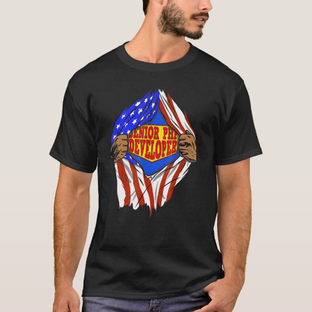 Super Senior PHP Developer Hero Job T-Shirt (Vorderseite)