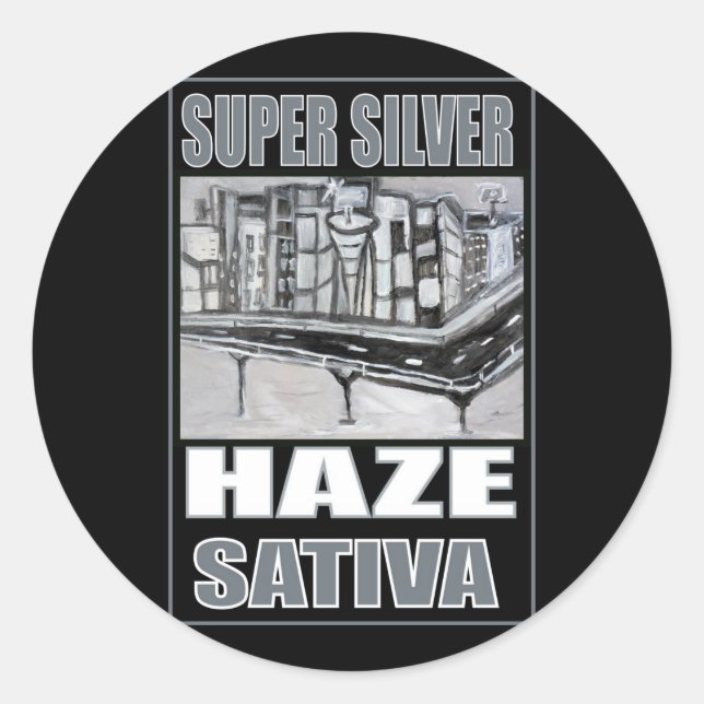 SUPER SILVER HAZE SATIVA RUNDER AUFKLEBER (Vorderseite)