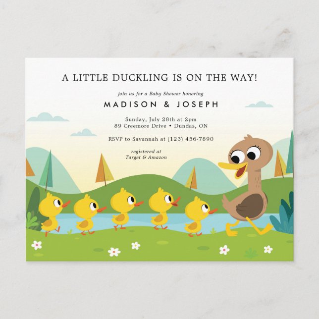 Super Simple | 5 Kleine Ducks Baby Dusche Postkarte (Vorderseite)