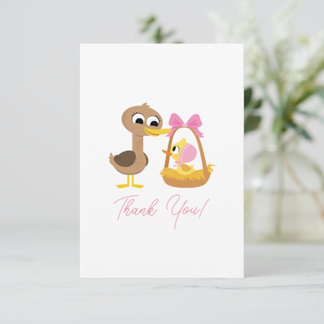 Super Simple | 5 Little Ducks Girl Babydusche Dankeskarte (Stehend Vorderseite)