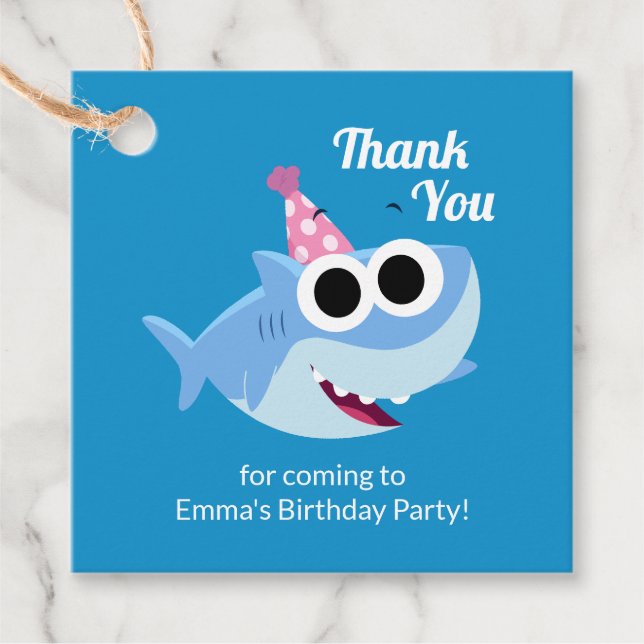 Super Simple | Finny the Shark Confetti Birthday Geschenkanhänger (Vorderseite)