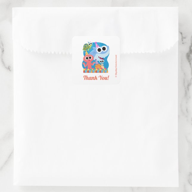 Super Simple | Finny the Shark Confetti Birthday Quadratischer Aufkleber (Tasche)