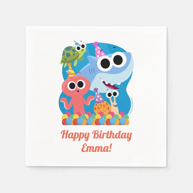 Super Simple | Finny the Shark Confetti Birthday Serviette (Vorderseite)