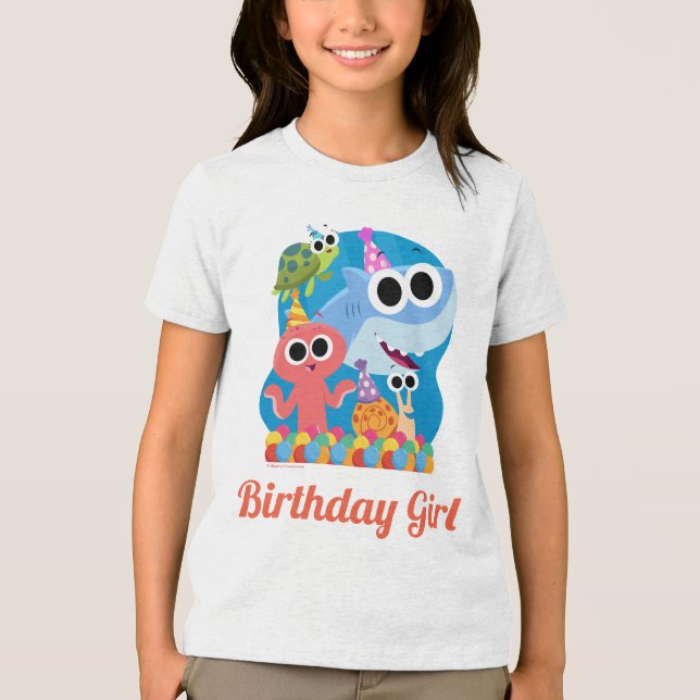 Super Simple | Finny the Shark Confetti Birthday Tri-Blend Shirt (Vorderseite)