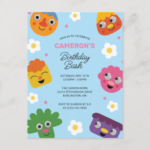 Super Simple   Noodle & Pals Blaues Blumen Geburts Postkarte
