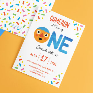 Super Simple Noodle & Pals Confetti 1. Geburtstag Einladung