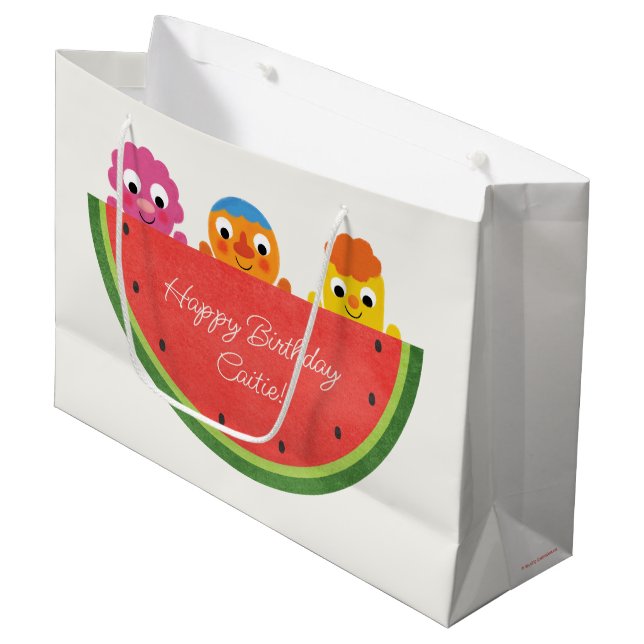 Super Simple | Noodle & Pals Watermelon Party Große Geschenktüte (Vorderseite Schrägansicht)