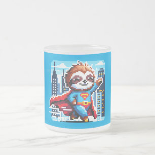 Super Sloth Funny Pixel Art Hero CityScape Design Mattglastasse