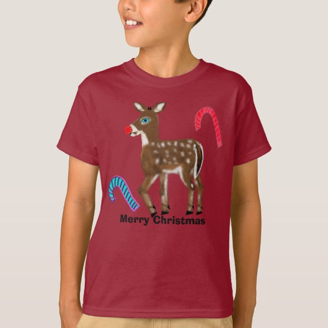 Super Snow the Blue Mit Augen Rentier Frohe Weihna T-Shirt (Vorderseite)