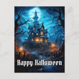 Super Spooky Happy Halloween Spuk House Postkarte