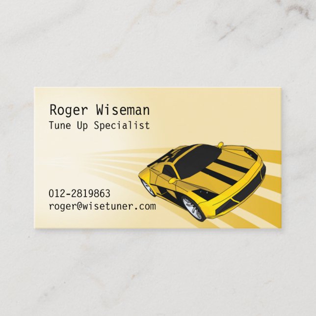 Super Sporty Yellow Business Card Visitenkarte (Vorderseite)
