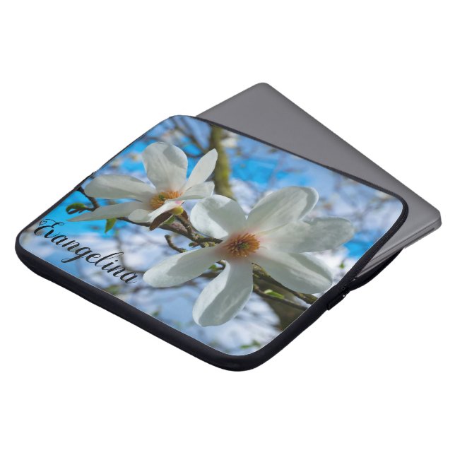 Super Spring Magnolia Blossom Individuelle Name Laptopschutzhülle (Vorne Oben)