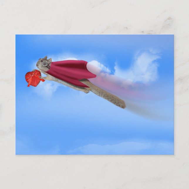 Super Squirrel Valentine Delivery Service Feiertagspostkarte (Vorderseite)