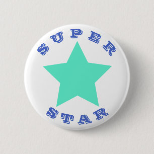 SUPER STAR Big Aquamarin Star Button