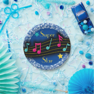 Super Star Musiknotens Classic Round Pappteller
